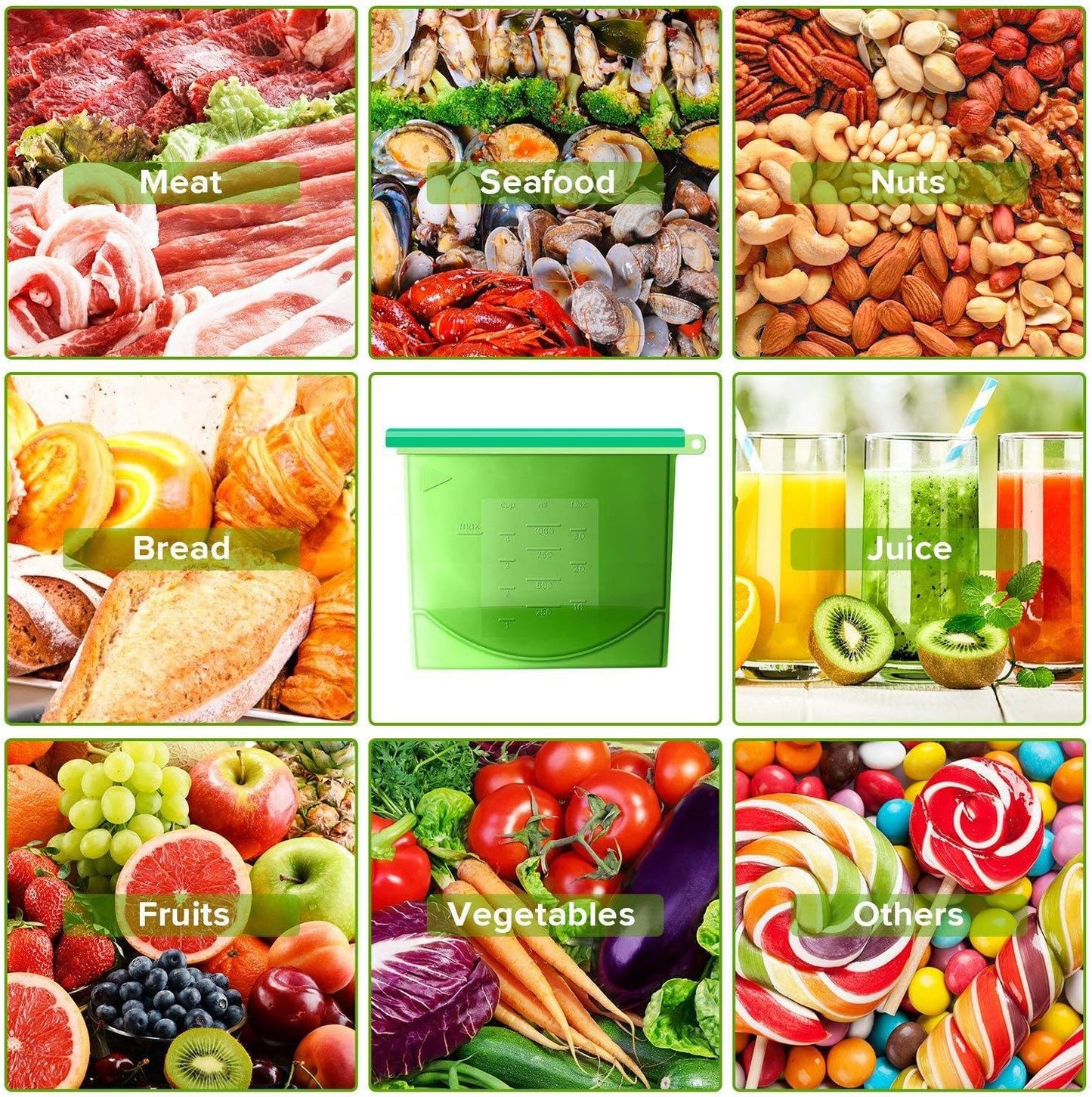 Silicone Reusable Food Storage Bags – 4 Pack (1 Liter)