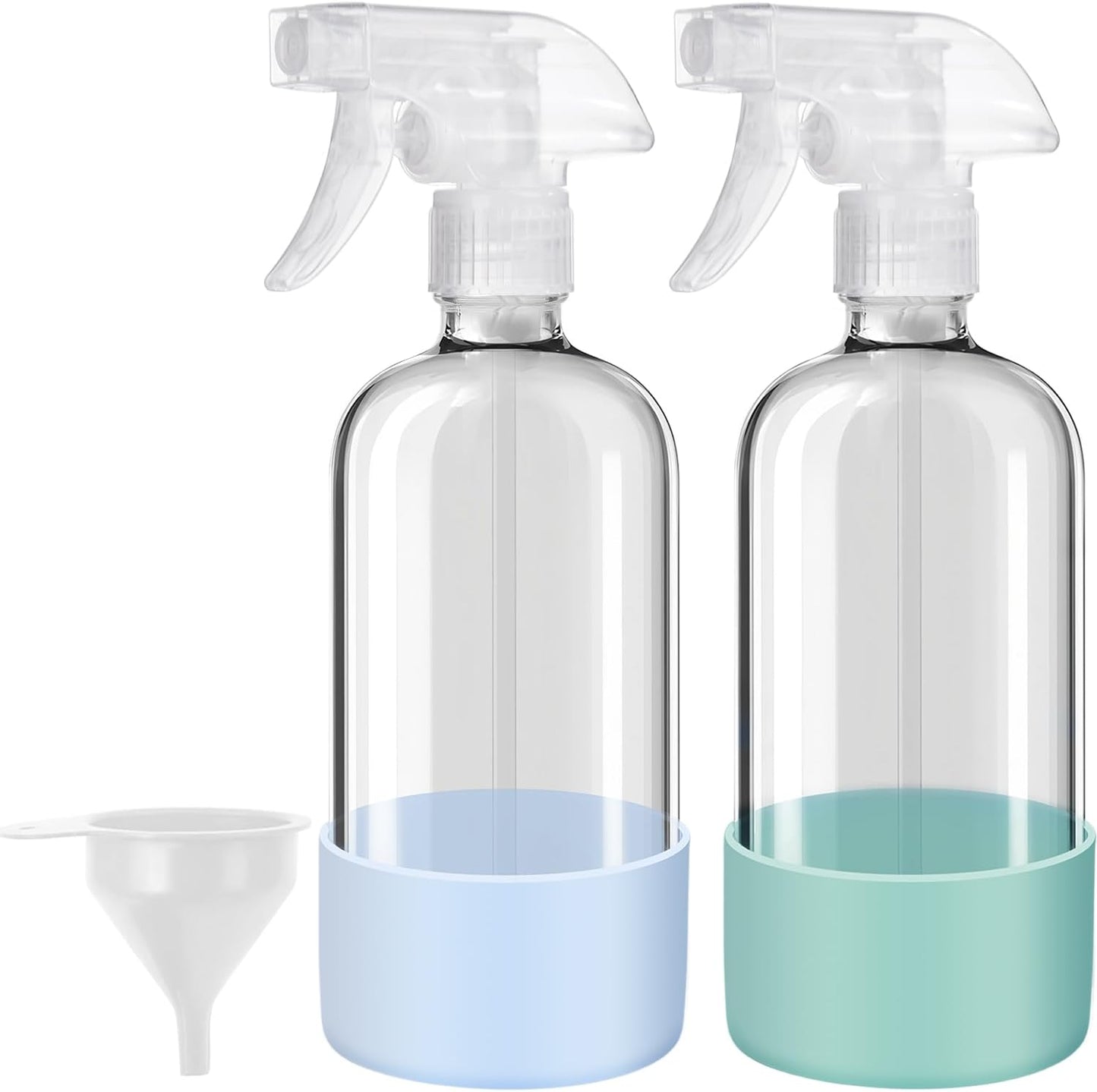 Reusable Glass Spray Bottles with Silicone Sleeves – 2 Pack (16 oz)