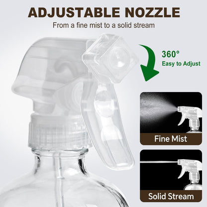 Reusable Glass Spray Bottles with Silicone Sleeves – 2 Pack (16 oz)