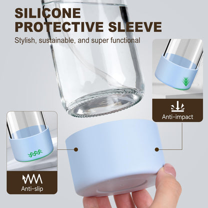 Reusable Glass Spray Bottles with Silicone Sleeves – 2 Pack (16 oz)