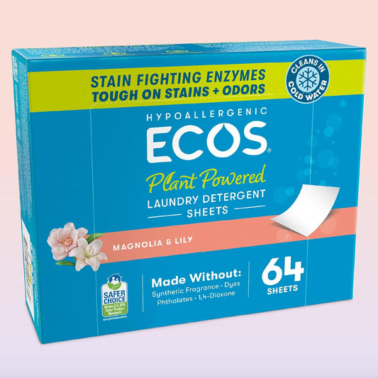ECOS Plant-Powered Laundry Detergent Sheets – Magnolia & Lily (64 Count)