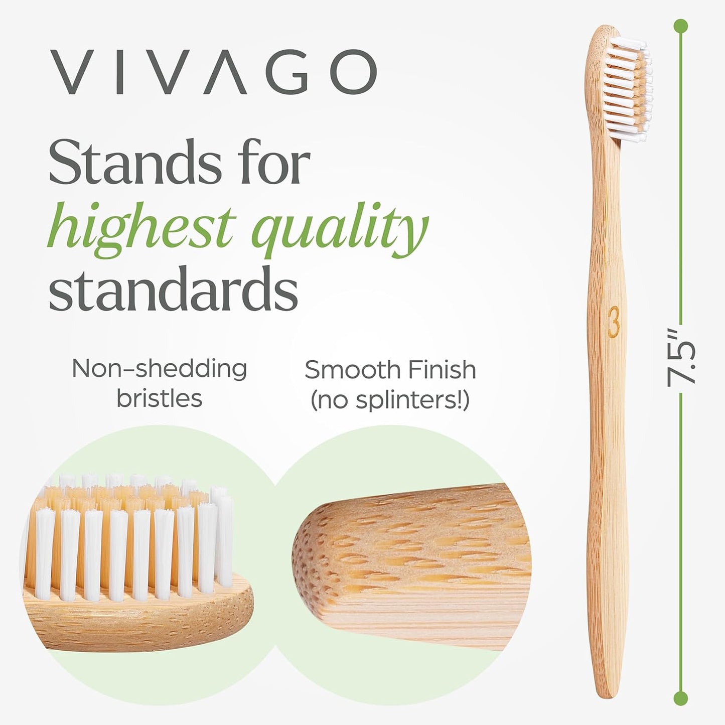 Bamboo Toothbrushes 10 Pack BPA Free Soft Bristles, Eco-Friendly Natural Wooden Toothbrush