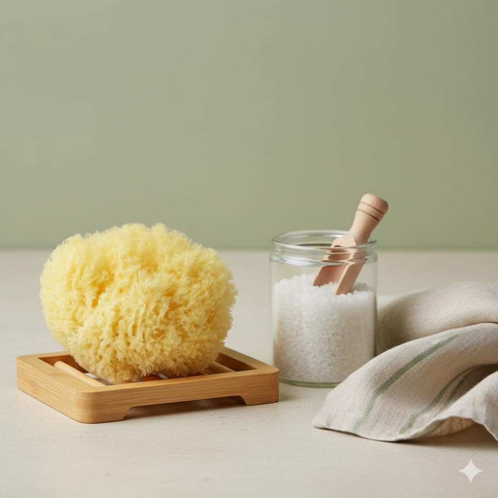 Sea Sponge for Bathing 5 Inch – Softly Rough, Non-Irritating Natural Bath Sponge (Yellow)