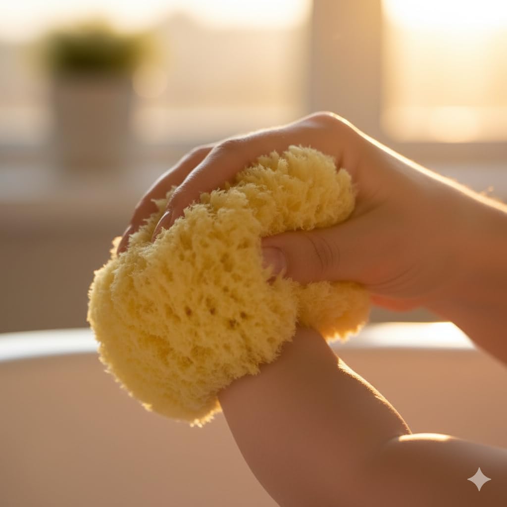 Sea Sponge for Bathing 5 Inch – Softly Rough, Non-Irritating Natural Bath Sponge (Yellow)