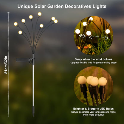 ASMAD Solar Lights Outdoor (8-Pack, 64 LEDs) – Solar Garden Firefly Lights