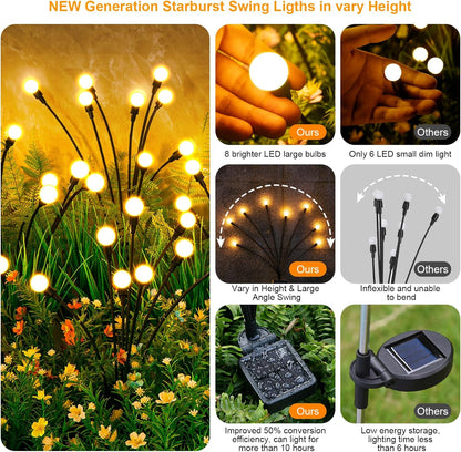 ASMAD Solar Lights Outdoor (8-Pack, 64 LEDs) – Solar Garden Firefly Lights