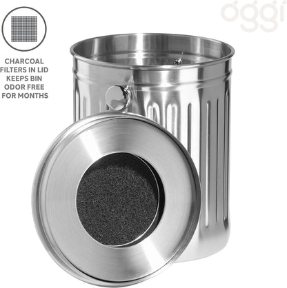 OGGI Countertop Compost Bin with Lid – 1 Gallon Indoor Compost Bin with Charcoal Filter