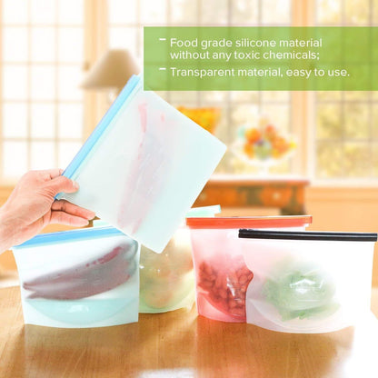 Silicone Reusable Food Storage Bags – 4 Pack (1 Liter)