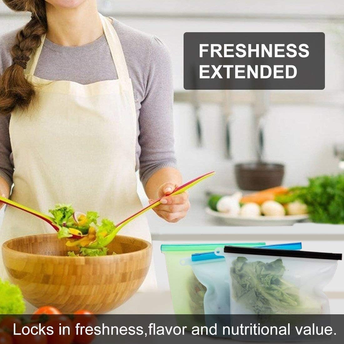 Silicone Reusable Food Storage Bags – 4 Pack (1 Liter)