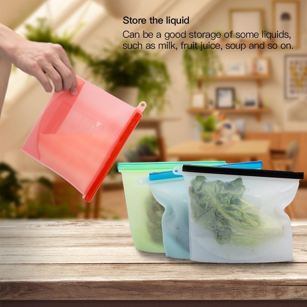 Silicone Reusable Food Storage Bags – 4 Pack (1 Liter)
