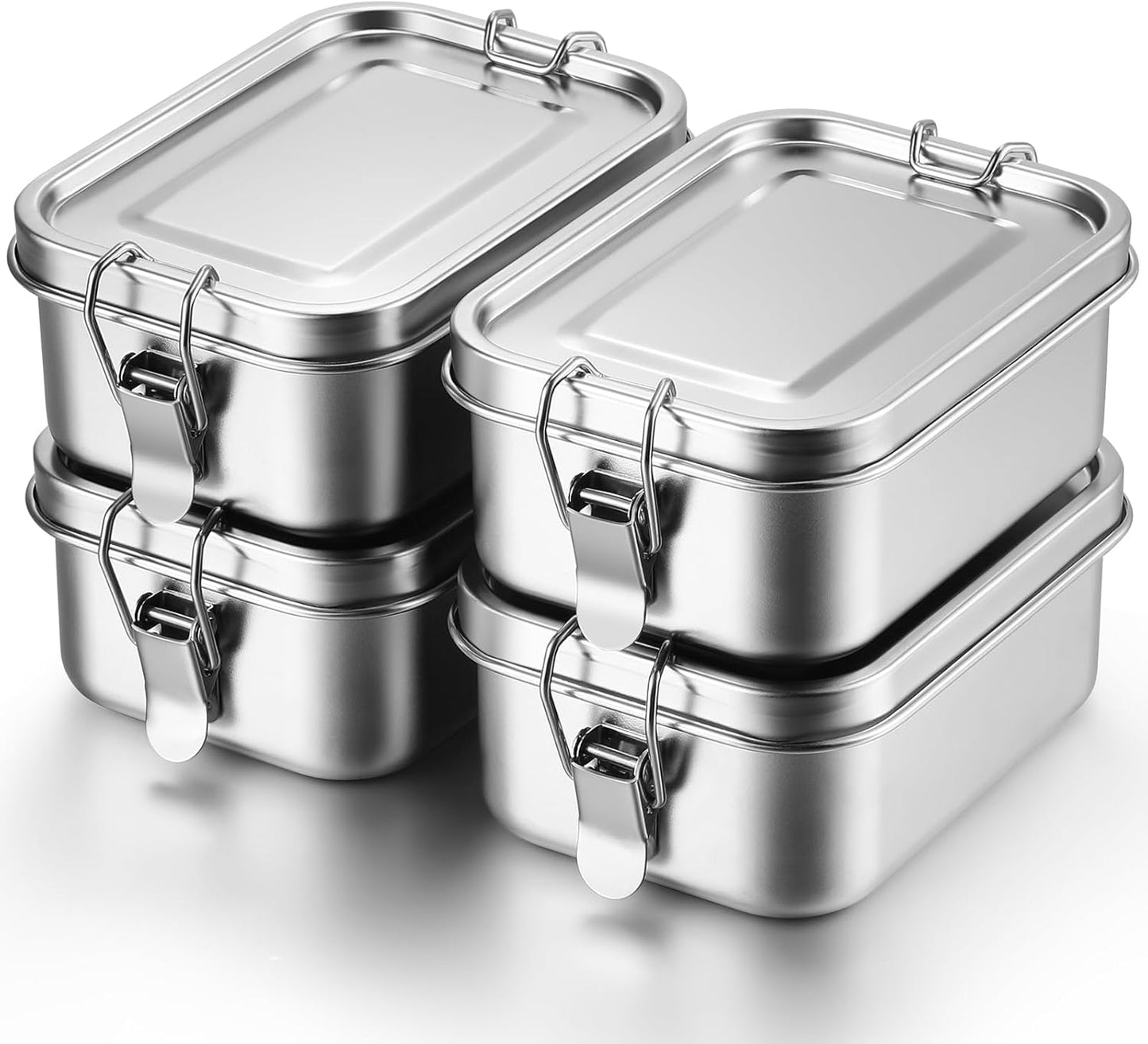 Umigy 4 Pcs Stainless Steel Food Containers | Metal Bento Lunch Box (550ml)