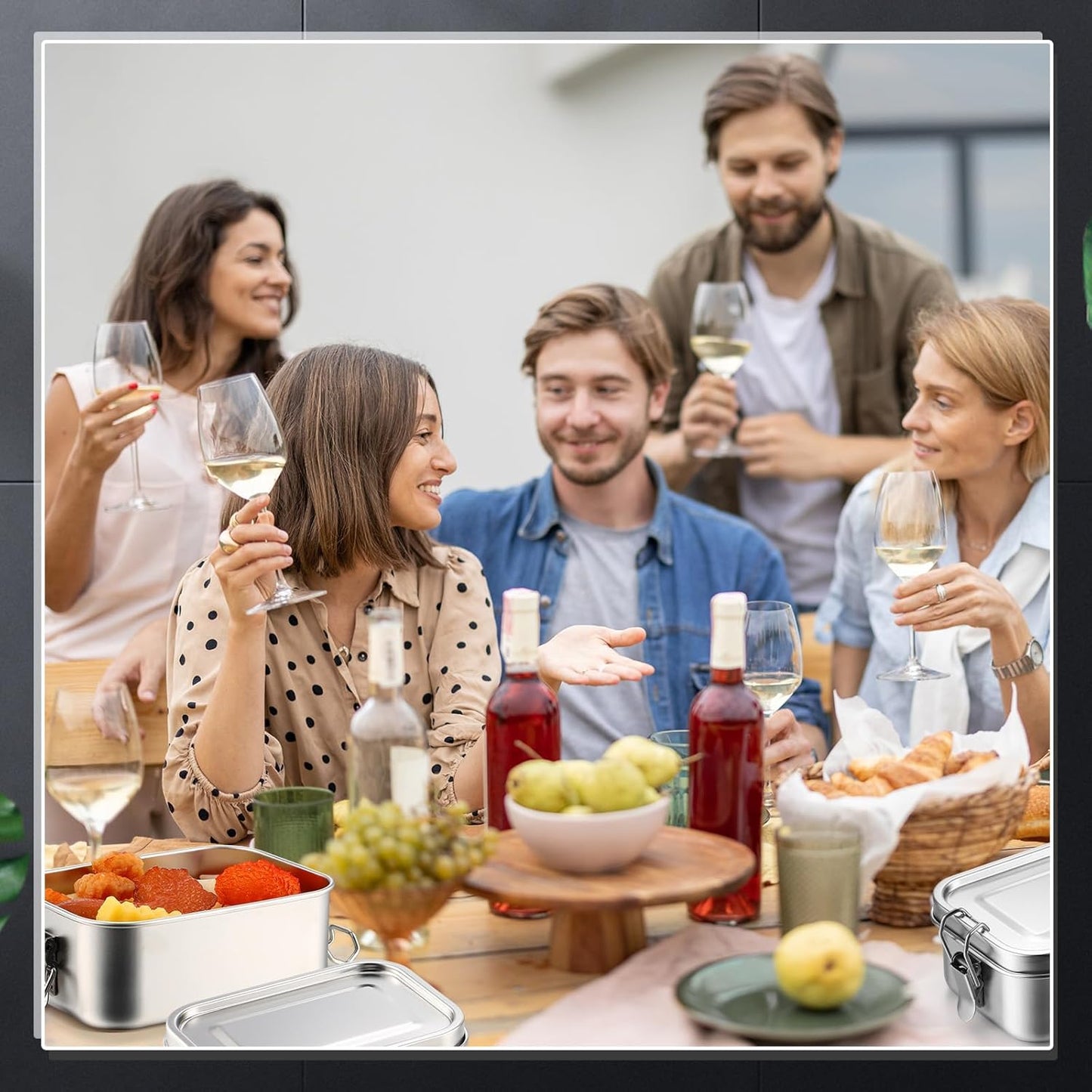 Umigy 4 Pcs Stainless Steel Food Containers | Metal Bento Lunch Box (550ml)