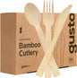 GUSTO [300 Combo Pack] Compostable Bamboo Cutlery Set, 150 Forks – 100 Spoons – 50 Knives Disposable Utensils for Parties, Camping, and Everyday Use